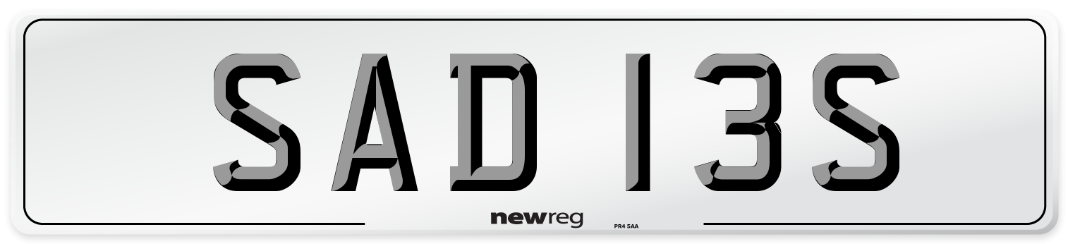 SAD 13S Number Plate from New Reg